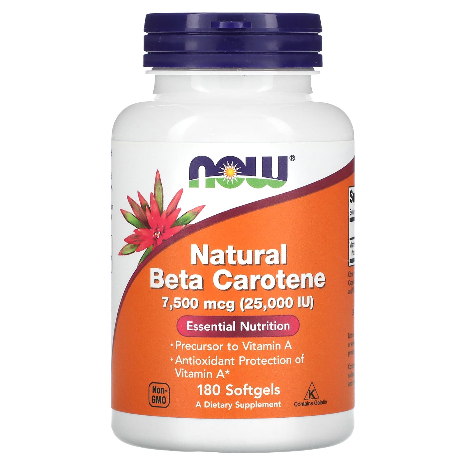 Now Foods, Nat Beta Carotene 25,000, 180 Softgels UPC 733739003225 | HiLife Vitamins